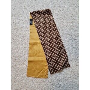 Harrods Made By Michelsons Of London Mens All Silk Scarf Brown/Gold 43x7